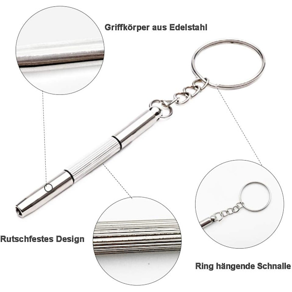 Glasögon skruvmejsel, 3 i 1 Mini skruvmejsel nyckelring, för glasögon, solglasögon, klockor, 5 stycken