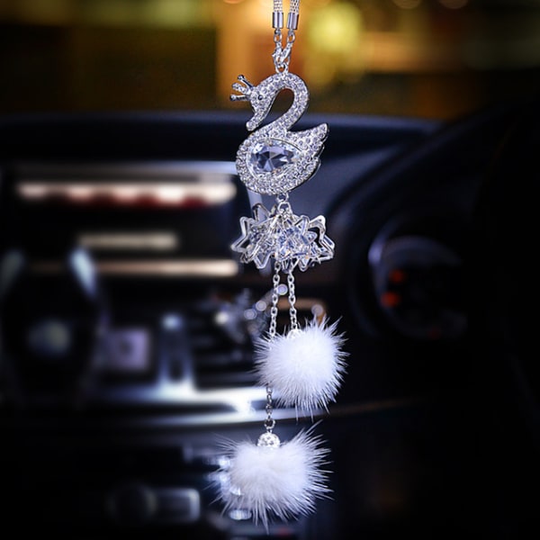 Bil Auto Backspegelhängande Crystal Swans Hängande Ornament C