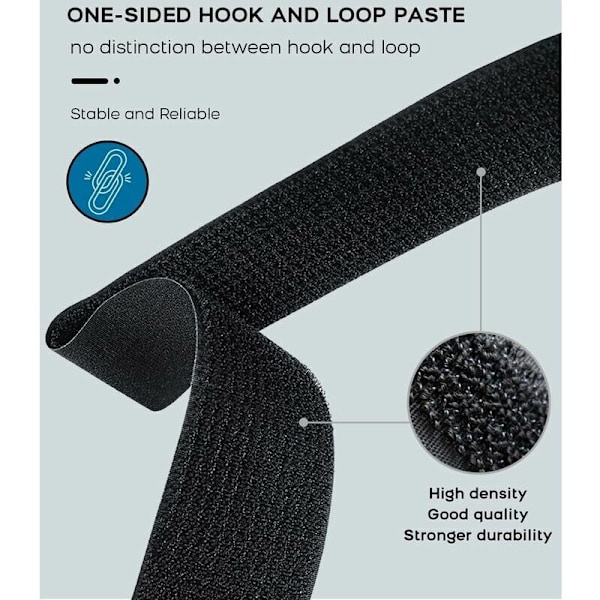 Gjenbrukbare Velcr-skrapestropper 10 m x 20 mm, justerbare kabelstropper med 50 plastløkker, fritt å kutte Velcr-kabelfester i svart nylon