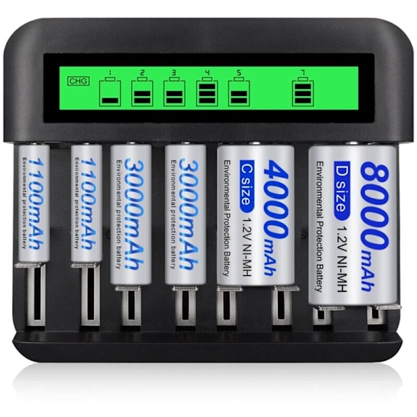 LCD-yleisakku laturi 8 paikalla ja USB-portilla