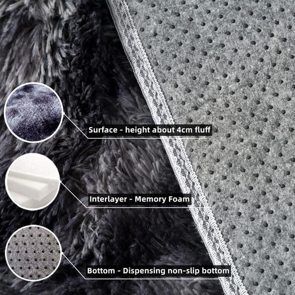 Luddensmatta Fluffig Faux Päls Matta Dekorativ Gradient Matta för Sovrum Vardagsrum Matrum (Mörkgrå, 80×160cm)
