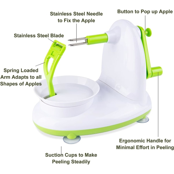 Apple peeler, pear peeler, apple slicer with 8 wedges and corer, stainless steel blade kitchen home apple cutter