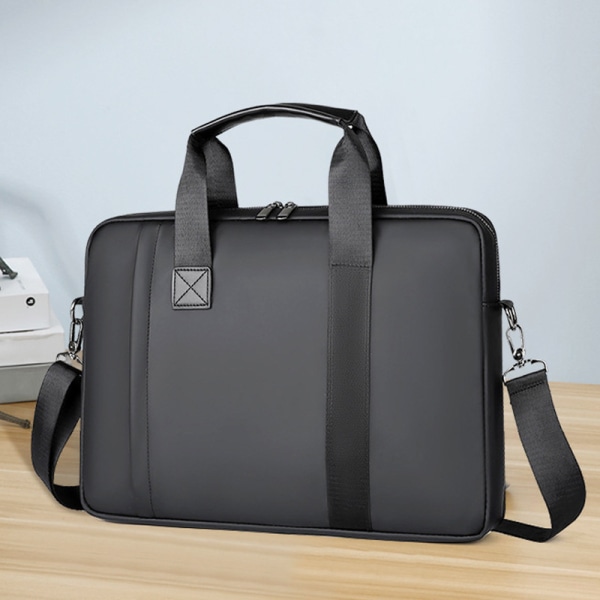 Mappe Stor Kapacitet Bærbar Dokument Taske Skulder Crossbody Taske Multifunktionel Computer Taske (Grå)