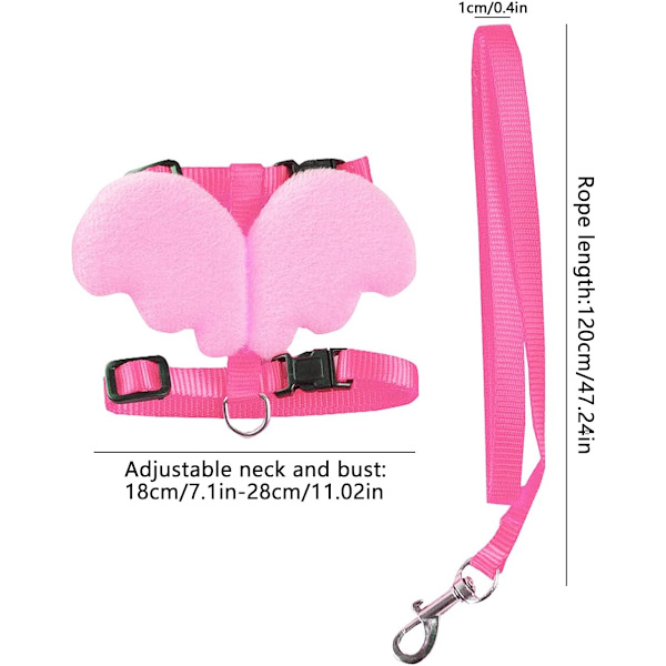 Blå+Pink 2 Pakke Kanin Sele, Justerbar Kanin Sele, Blød Snorholder, Englevinger, Justerbar Vinkel Kæledyr Sele, Lille Dyr Snor, Kæledyr Ru