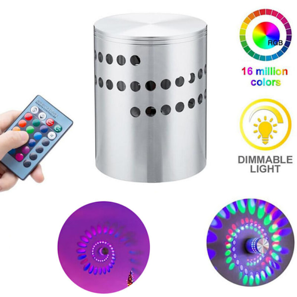 3W RGB LED Væglampe spiral belysning lampe indendørs soveværelseslampe