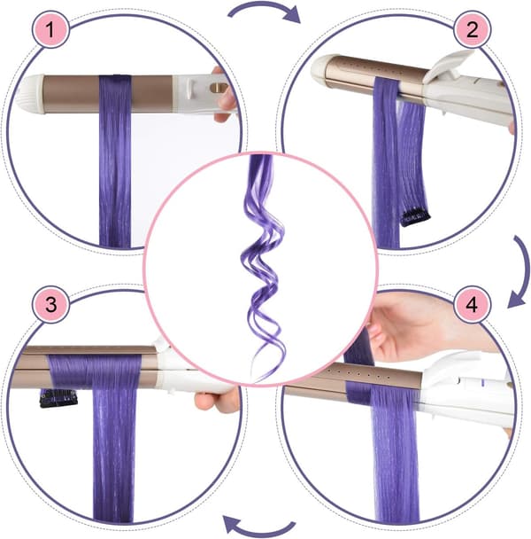 Farvede Hårextensions, Blå Farve Hårextensions 12 STK Naturlige Syntetiske Farvede Hårextensions Langt Glat Hårextensions til Kvinder Pige 55cm