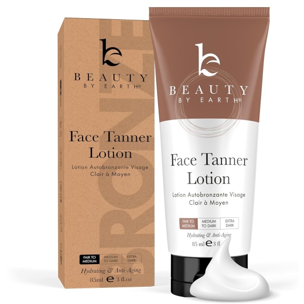 Tanning Lotion Selvbruningslotion - Inneholder naturlige og organiske ingredienser - Beste gradvise brunkrem for menn og kvinner, middels til middels