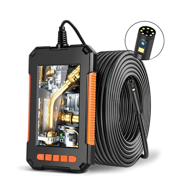 Teollinen boroskooppi, 1080P HD digitaalinen boroskooppi, 4,3 tuuman näyttö, 3,9 mm IP67 vedenpitävä tarkastuskamera 6 LED-valolla, puolijäykkä kaapeli