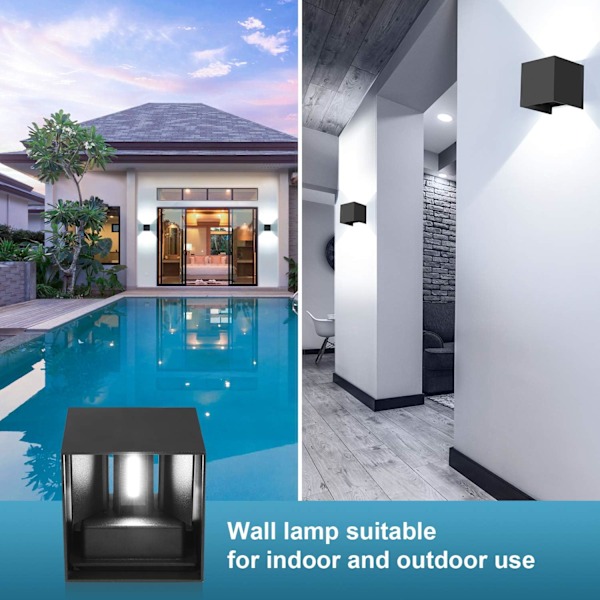 Væglamper 12W 6000K LED Udendørs/Indendørs Væglampe, Justerbar Udendørs Væglampe, Vandafvisende IP65 Indendørs Væglampe til Soveværelse Hjem Gang Stue