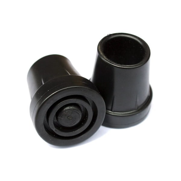 2 gummifødder til vandrestave og krykker - sort - 19 mm
