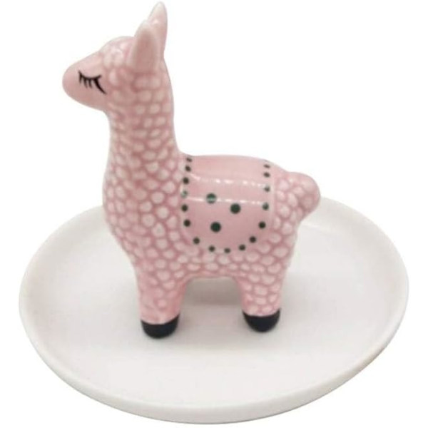 Keramik Alpaca Smykkebakke Ringholder Sød Lama Organizer Smykke Display Holder Ornament Forlovelse Bryllup Ringeholder Stativ til Par Kærlighed
