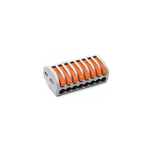 Sett med 10 kompakte universelle koblingsklemmer Type 222-418, mini hurtigkoblinger for skyving