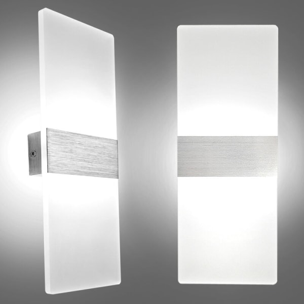 LED indendørs væglampe, 12W kølig hvid 6000K akryl væglampe, moderne design dekor væglampe til stue, soveværelse, gang, badeværelse (C