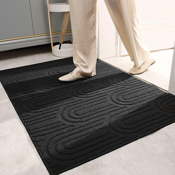 Dørmåtte af høj kvalitet - 60 x 90 cm, skridsikkert tæppe, gulvmåtte, vaskbart støvtæppe, udendørs tæppe
