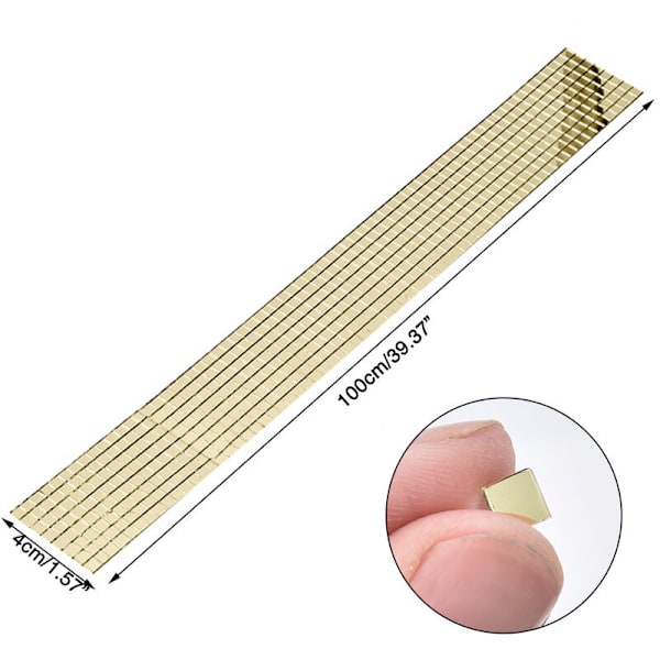1464 stk. selvklæbende mini firkantede glas dekorative håndværk DIY tilbehør spejle mosaikfliser 5mm x 5mm, guld