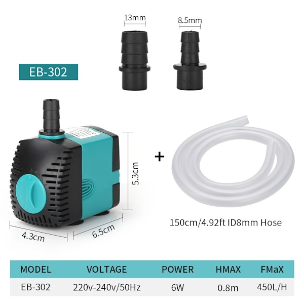 4 st sänkbara vattenpumpar, akvariepump justerbar ultratyst pump för damm fisk tank fontän fisk tank 1,5 m sladd (led
