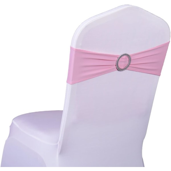 Elastisk stoltrekk med spenne, for bryllup, stol sløyfe Lycra, polyester og spandex., Rosa, 10 stk