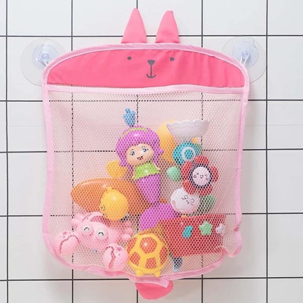 Pink - 1 badeværelseslegetøjsnet (39 * 35 cm), legetøjsopbevaringstaske, holdbart