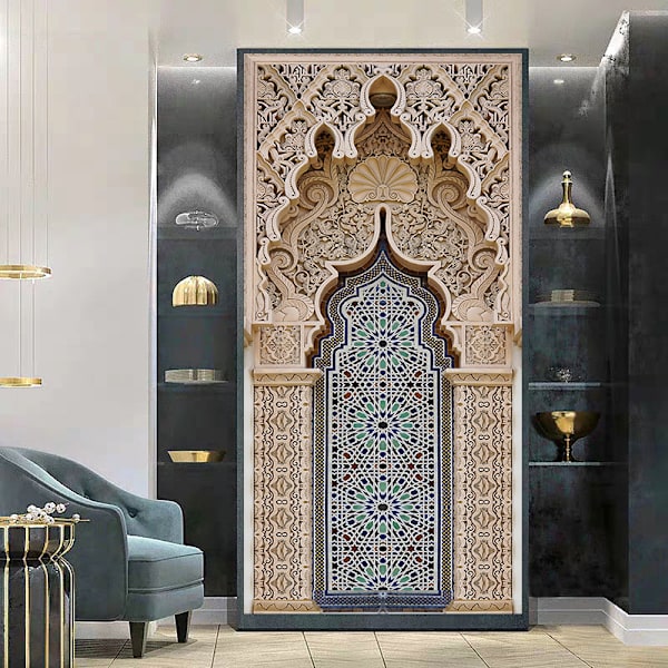 Simuloitu musliinityylinen 95x215cm 3D-oven tarra Viinikellari Valokuvaseinä Trompe l'oeil Seinätarrat PVC Vedenpitävä Taustakuva Makuuhuoneeseen Kylpyhuoneeseen K