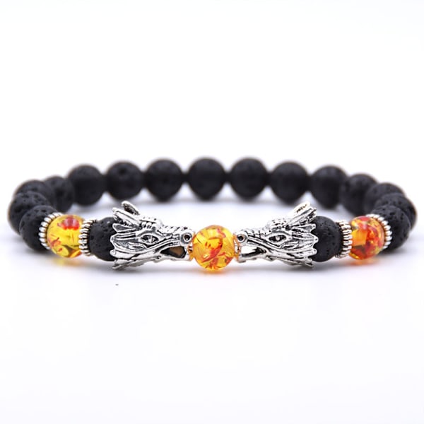 8mm Svart Lava Stenar Armband för Män Uggla