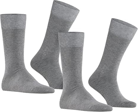 2-pack (grå) tunna förstärkta bomullssockor utan mönster för vinter eller sommar 2 par pack