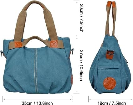 (blå) Dam Canvas Handväska Axelväska Crossbody Väska Handväska Burna Väskor Axelväskor