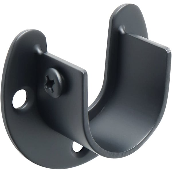 25mm, 4 stk gardinstangbrakett U-formet sokkelhenger stangende skapstangende for gardin eller garderobe, matt sort rustfritt stål