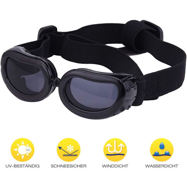Hunde Goggles Anti-UV Hunde Solbriller, Kæledyr Goggles med Justerbare Remme til Katte Små Hunde-Sort