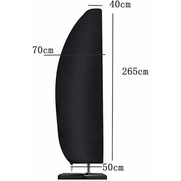 Beskyttelsescover i Oxford 210D stof, der er vandafvisende, vindtæt, UV-bestandigt og ekstra rivefast med sort lynlås 265 x 40/70/50 cm