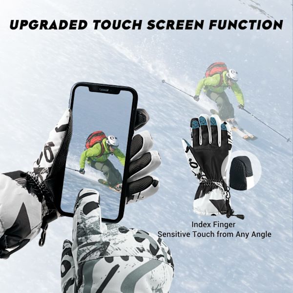 Udendørs Sports Skihandsker - 30°F Vandtætte Termiske Handsker Termiske Touchscreen Herre Vinterhandsker, Størrelse: M