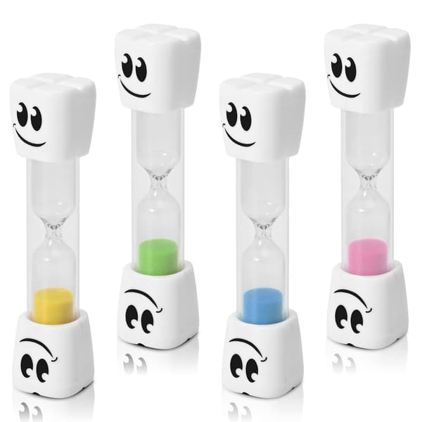 Barn 2 minuters tandborste timglas timer - Set med 7 små blå rosa smiley timglasögon