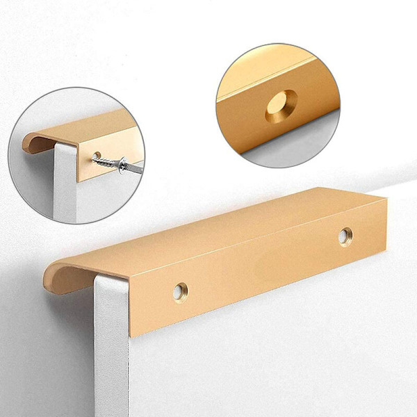 5-pack moderna fingerstilkantdragmöbler lådhandtag dolda skåp kök lådhandtag knoppar, guld, hålavstånd: 64 mm, total längd: 80