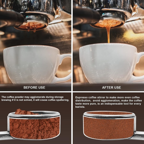 Espresso, POYET Kaffe Nåldispenser, Kaffe Tamper Espresso Kaffe Omrörare, Handhållen Omrörningsverktyg Inga Vassa Nålar - Svart