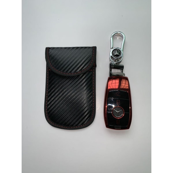 Carbon fiber car key bag (black) car key signal shielding bag key bag key chain protection bag