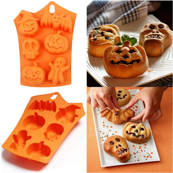2 stk. Halloween silikone kageforme spøgelse græskar kageforme til cookies chokolade slik gelé isterninger