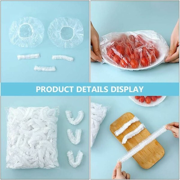 200 stk. elastisk oppbevaring av mat, gjenbrukbare deksler Bol flatt deksel Wrap tallerken deksler matoppbevaringsbolle deksler for utendørs kjøkken piknik