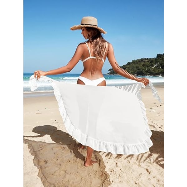Kvinners Side-tie Ruffle Dekorativ Overskjørt Transparent Mesh Wrap Maxi Skjørt