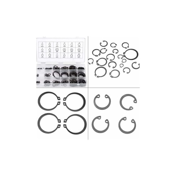 Sett med 300 E-clips Circlips, Sortiment av eksterne låseringer, C-clips, splittlås, 2mm-32mm