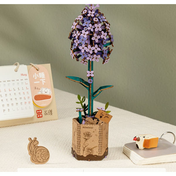 Blomsterbuket Sæt Mini Kunstige Blomster Gave Blokke, DIY Buket Blokke (lilla)