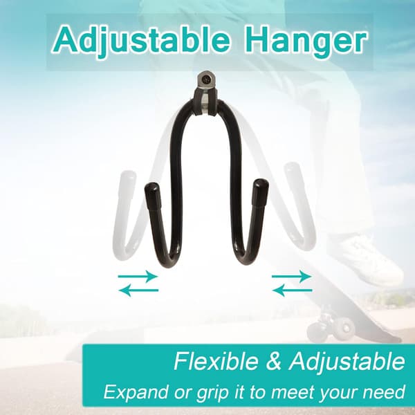 2-pack skateboardväggfäste, justerbart skateboardväggställ för förvaring och visning med skruvar, svart krokhållare för skateboard, gitarr, headset, Ga