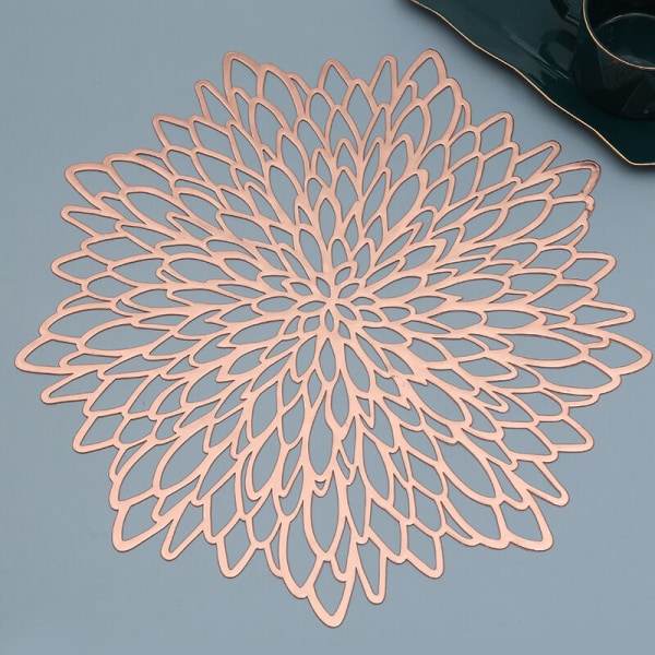 4 st Rose Gold Placemat, ihålig rund placemat, runda placemats plast bordsmatta, används för värmeisolering av tallrik och bordsdekoration