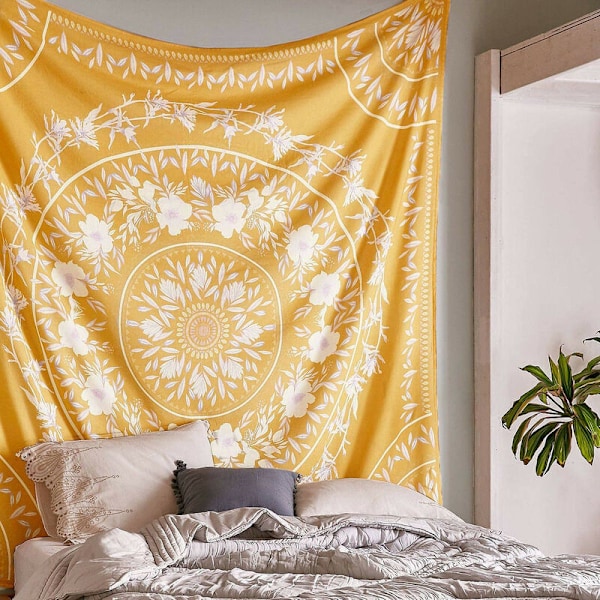 130x150cm Bohemisk Mandala Väggbonad Tapestry Väggbonad För Naturdekorationer Överdrag Courvet För Husets Salong Sovsal (gul)