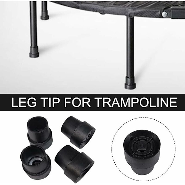 Set med 10 halkfria gummifötter för studsmatta, enkla att installera - Solida latex-studsmatte-tillbehör för runda fötter på 2,5 cm - svart