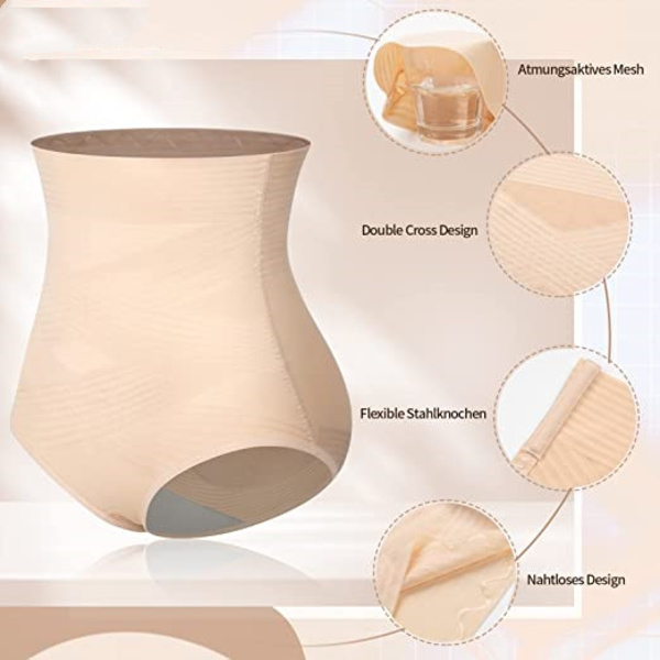 Damunderkläder med hög midja, osynliga trosor, bantande slida, platt mage, formande underkläder, bantande body shaper, svart beige med bygel