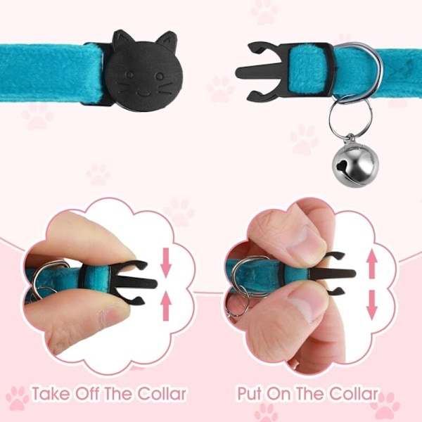 Set med 2 chatt-halsband med bjällra, justerbart sammetshalsband med fjärilsknut för husdjur, kattunge, katt, valp och examen, bröllop, födelse