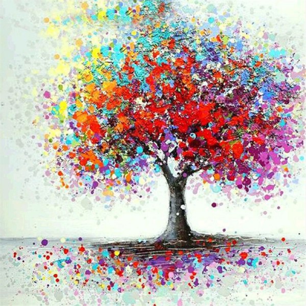 Colorful Tree of Life 5D diamantkunstsett (35*35 cm), diamantmaling