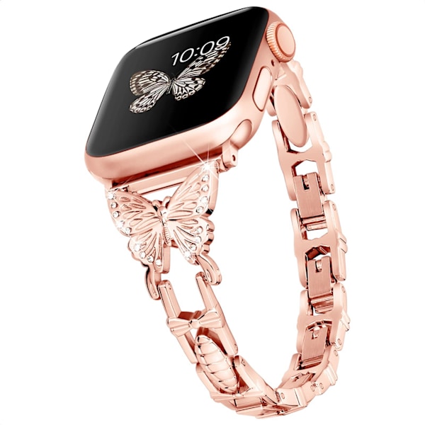 Passer til Apple med Diamant Sommerfugl Metal Urrem Stål Armbånd Urrem
