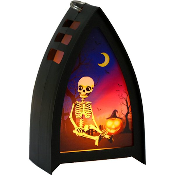 Halloween nattlys, Halloween borddekorasjon med heks, gresskar og skjelett - Halloweenfestivaler
