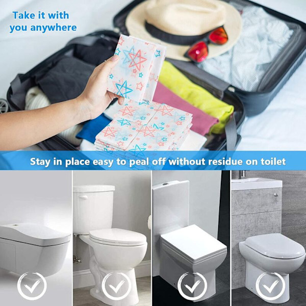 24 kpl kertakäyttöisiä WC-istuimia, kannettavia WC-istuimen suojuksia, koko 65x60 cm, yksittäin pakattu, liukumaton WC-istuin aikuisille ja lapsille