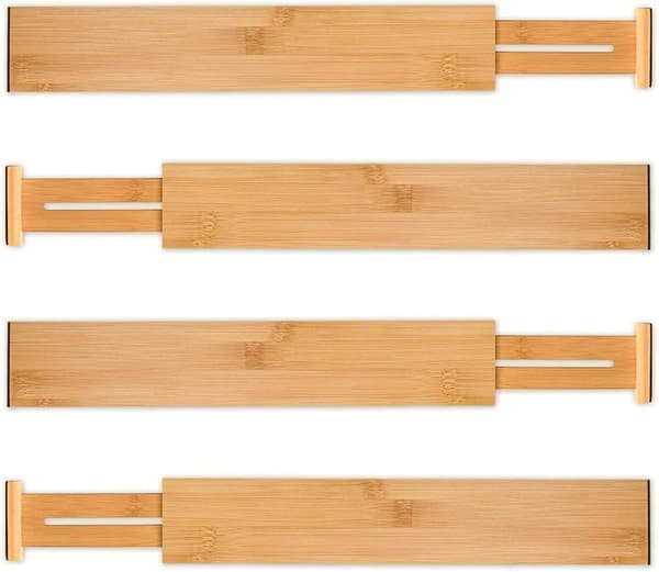 Justerbara bambuavdelare för kökslådor (4-pack)